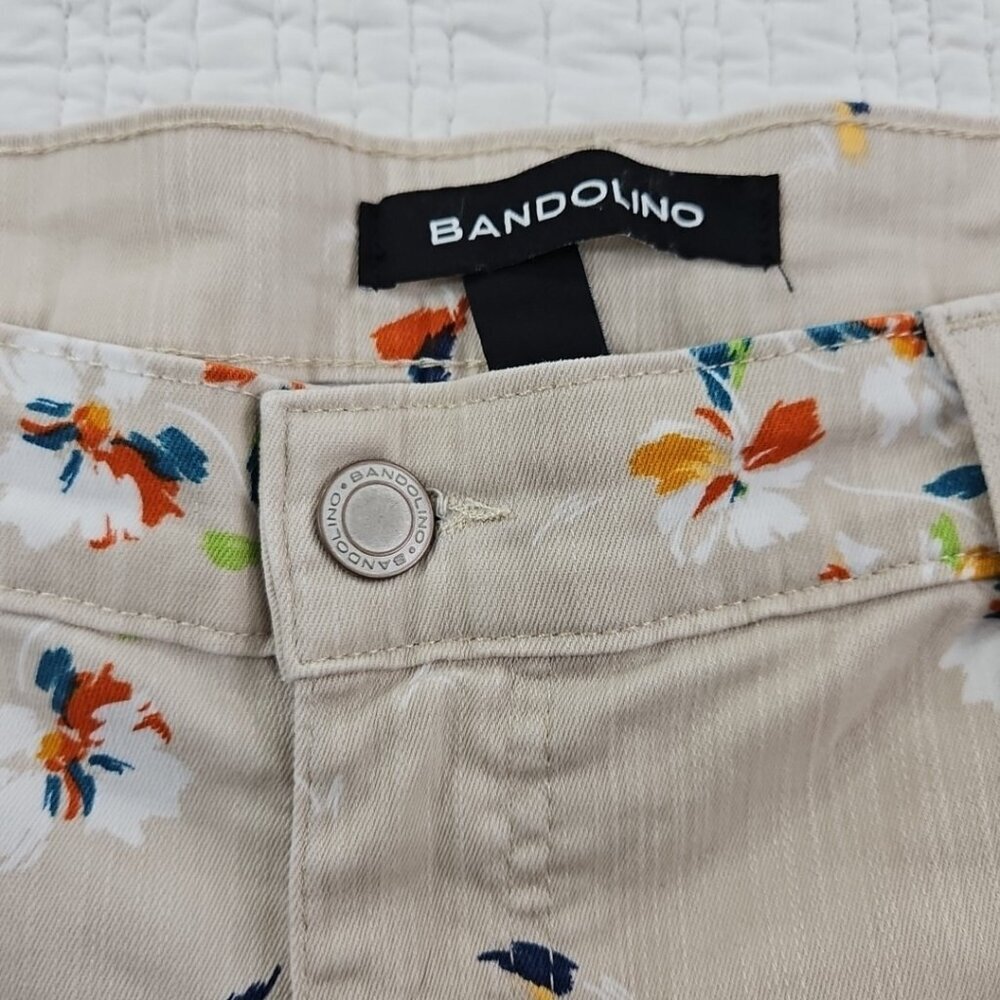 Bandolino Mandie Capri Pants Women's 16 Tan Floral AOP Straight Leg Cuffed EUC - Picture 10 of 16